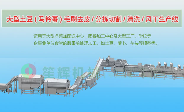 鹿寨连续式土豆去皮清洗切割风干生产线